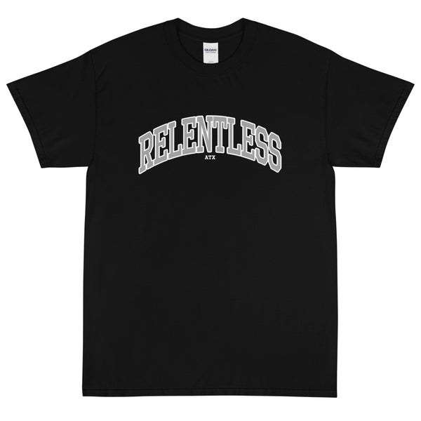 “RELENTLESS” Collegiate Font T-Shirt Black/Gray